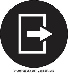Logout icon in a circle . Exit icon vector isolated on white background