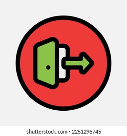 Icono de cierre de sesión en estilo de línea rellena sobre elementos esenciales, uso para presentación de aplicaciones móviles del sitio web