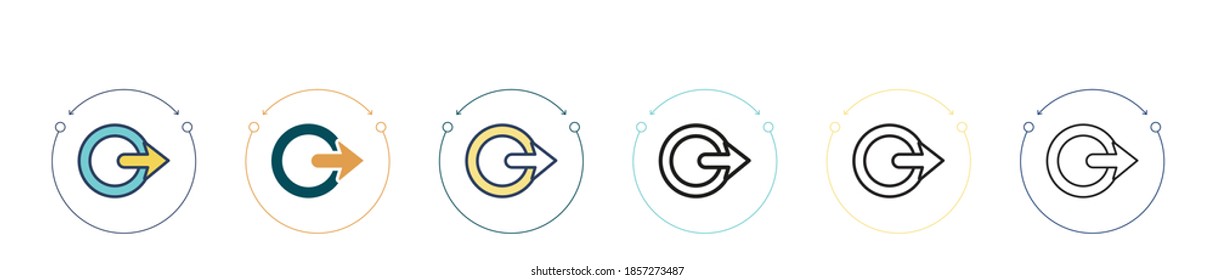 Icono de cierre de sesión en el estilo relleno, delgado, contorno y trazo. Ilustración vectorial de dos iconos vectoriales coloridos y negros se pueden utilizar para móviles, ui, web