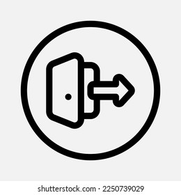Icono de cierre de sesión en estilo de línea sobre elementos esenciales, uso para presentación de aplicaciones móviles del sitio web