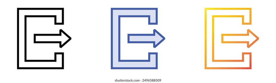 icono de cierre de sesión. Lineal, relleno azul y diseño de estilo degradado aislado sobre fondo blanco