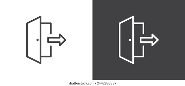 Logout icon. Log out symbol in trendy line style, Exit vector icons in line style. Sing out,  Log out icon isolated in black and white background.