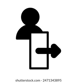 logout icon or logo illustration outline  black filled style