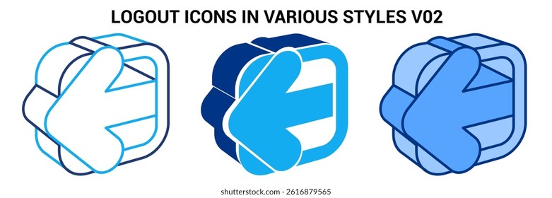 Logout icon represented by Simple Logout icon Blue, Dualline, Dualtone style.