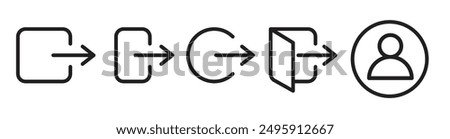 logout icon set. exit arrow vector symbol. output sign. logout button