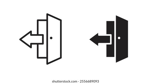 Logout icon set in Thin line black color.