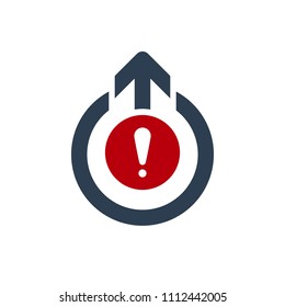Logout icon, signs icon with exclamation mark. Logout icon and alert, error, alarm, danger symbol. Vector illustration
