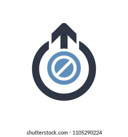 Logout icon, signs icon with not allowed sign. Logout icon and block, forbidden, prohibit symbol. Vector illustration