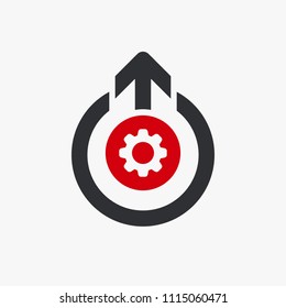 Logout icon, signs icon with settings sign. Logout icon and customize, setup, manage, process symbol. Vector illustration