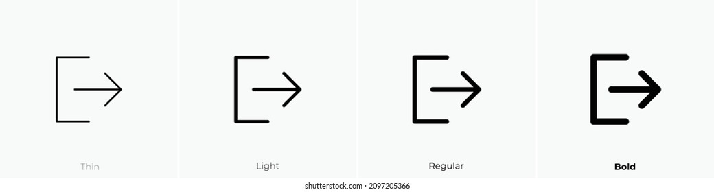 logout icon. Thin, Light Regular And Bold style design isolated on white background