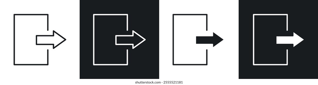 Logout icon vector collection in black and white.