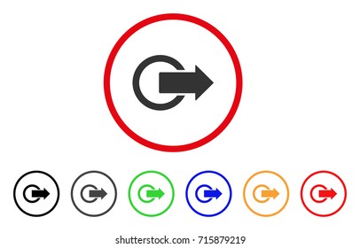 Logout icon. Vector illustration style is a flat iconic logout grey rounded symbol inside red circle with black, gray, green, blue, red, orange color variants.