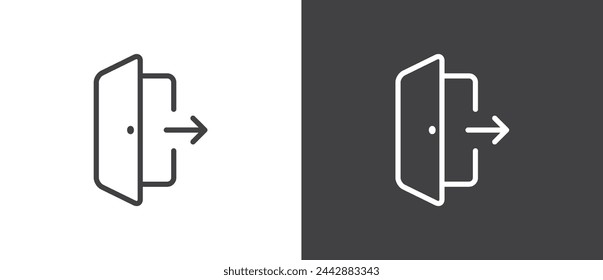Logout icon vector. Log out symbol in trendy line style, Log out icon isolated in black and white background.
