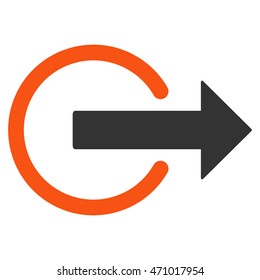 Logout icon. Vector style is bicolor flat iconic symbol with rounded angles, orange and gray colors, white background.