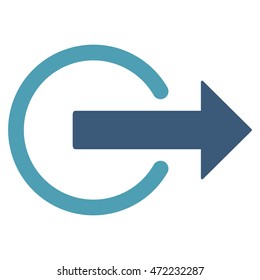 Logout icon. Vector style is bicolor flat iconic symbol with rounded angles, cyan and blue colors, white background.