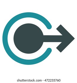 Logout icon. Vector style is bicolor flat iconic symbol with rounded angles, soft blue colors, white background.