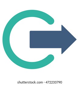 Logout icon. Vector style is bicolor flat iconic symbol with rounded angles, cobalt and cyan colors, white background.