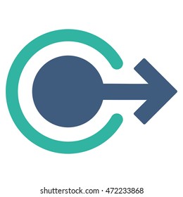 Logout icon. Vector style is bicolor flat iconic symbol with rounded angles, cobalt and cyan colors, white background.