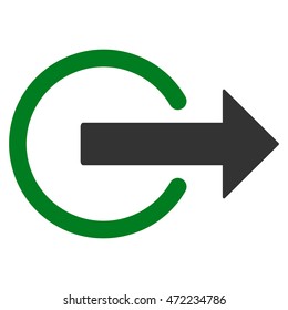 Logout icon. Vector style is bicolor flat iconic symbol with rounded angles, green and gray colors, white background.