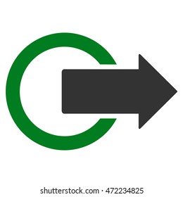 Logout icon. Vector style is bicolor flat iconic symbol with rounded angles, green and gray colors, white background.