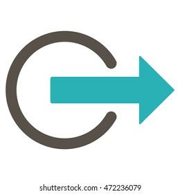 Logout icon. Vector style is bicolor flat iconic symbol with rounded angles, grey and cyan colors, white background.