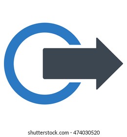 Logout icon. Vector style is bicolor flat iconic symbol with rounded angles, smooth blue colors, white background.