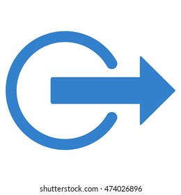 Logout icon. Vector style is flat iconic symbol with rounded angles, cobalt color, white background.