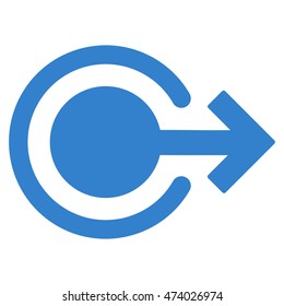 Logout icon. Vector style is flat iconic symbol with rounded angles, cobalt color, white background.