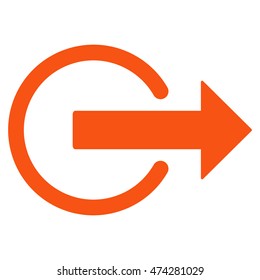Logout icon. Vector style is flat iconic symbol with rounded angles, orange color, white background.