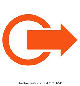 Logout icon. Vector style is flat iconic symbol with rounded angles, orange color, white background.