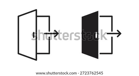 Logout icons in filled, thin line, outline and strokes