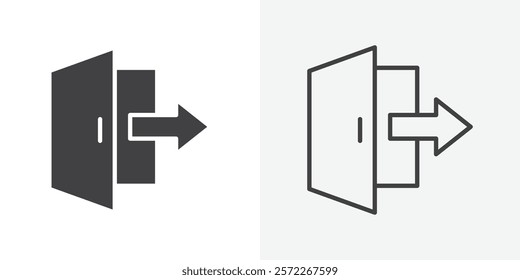 Logout icons. flat and line style set