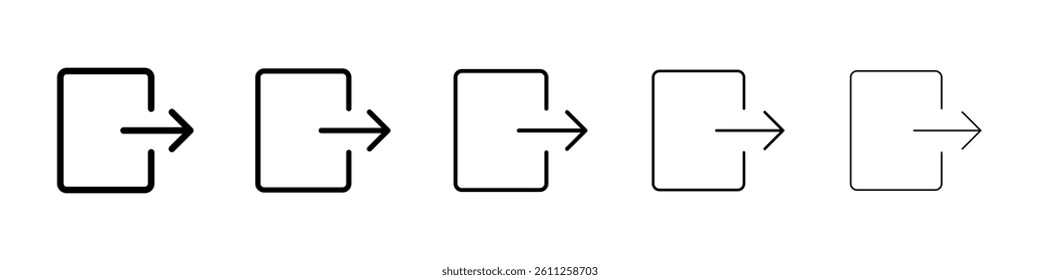 Logout icons vector set in different stroke line style