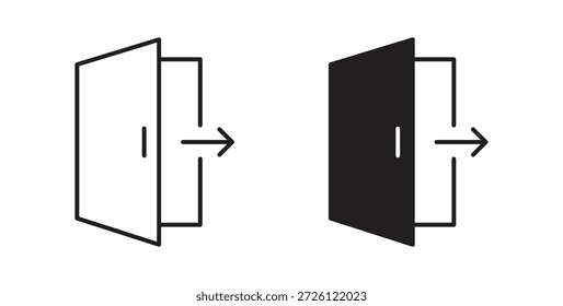 Símbolo de Vector de iconos de cierre de sesión con trazo editable y versiones planas