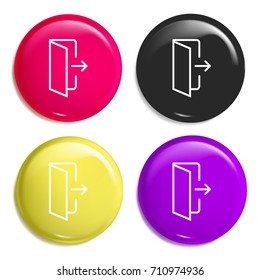 Logout multi color glossy badge icon set. Realistic shiny badge icon or logo mockup