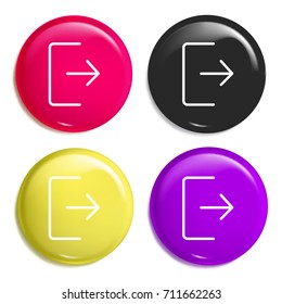 Logout multi color glossy badge icon set. Realistic shiny badge icon or logo mockup
