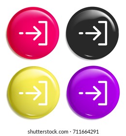 Logout multi color glossy badge icon set. Realistic shiny badge icon or logo mockup