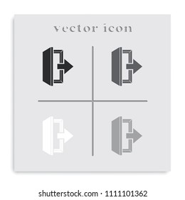 Logout and output, outlet, out symbol. The exit flat black and white vector icon.