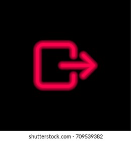 Logout red glowing neon ui ux icon. Glowing sign logo vector