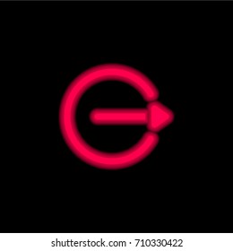 Logout red glowing neon ui ux icon. Glowing sign logo vector