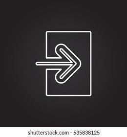 Logout sign icon. Sign out symbol. Arrow icon. Gray flat button with shadow. Modern UI website navigation. Vector

