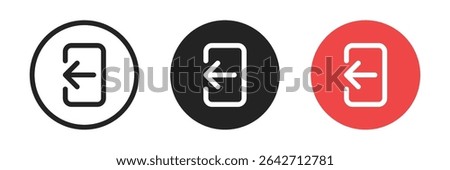 Logout or sign-out icons with a left-facing arrow leaving a rectangular box representing user logout, exit, or session termination.