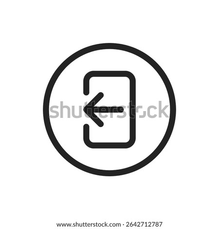 Logout or sign-out icons with a left-facing arrow leaving a rectangular box representing user logout, exit, or session termination.