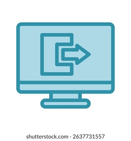Logout User dual tone blue color, mini illustration icon. use for modern concept, print, UI, UX kit, web and app development. Vector related to account management, ecommerce, banking and finance.