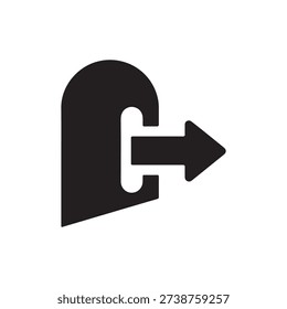 Logout vector icon Arrows. Vector fill black illustration.