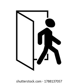 Logout vector icon, black and white exit symbol.