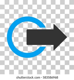 Logout vector icon. Illustration style is flat iconic bicolor blue and gray symbol on a transparent background.