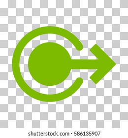 Logout vector icon. Illustration style is flat iconic eco green symbol on a transparent background.