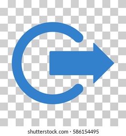 Logout vector icon. Illustration style is flat iconic cobalt symbol on a transparent background.
