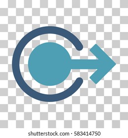 Logout vector pictogram. Illustration style is flat iconic bicolor cyan and blue symbol on a transparent background.